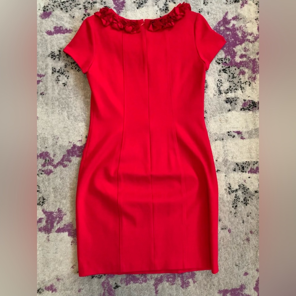 Insight red sheath dress with ruffle collar detail! - Picture 2 of 4